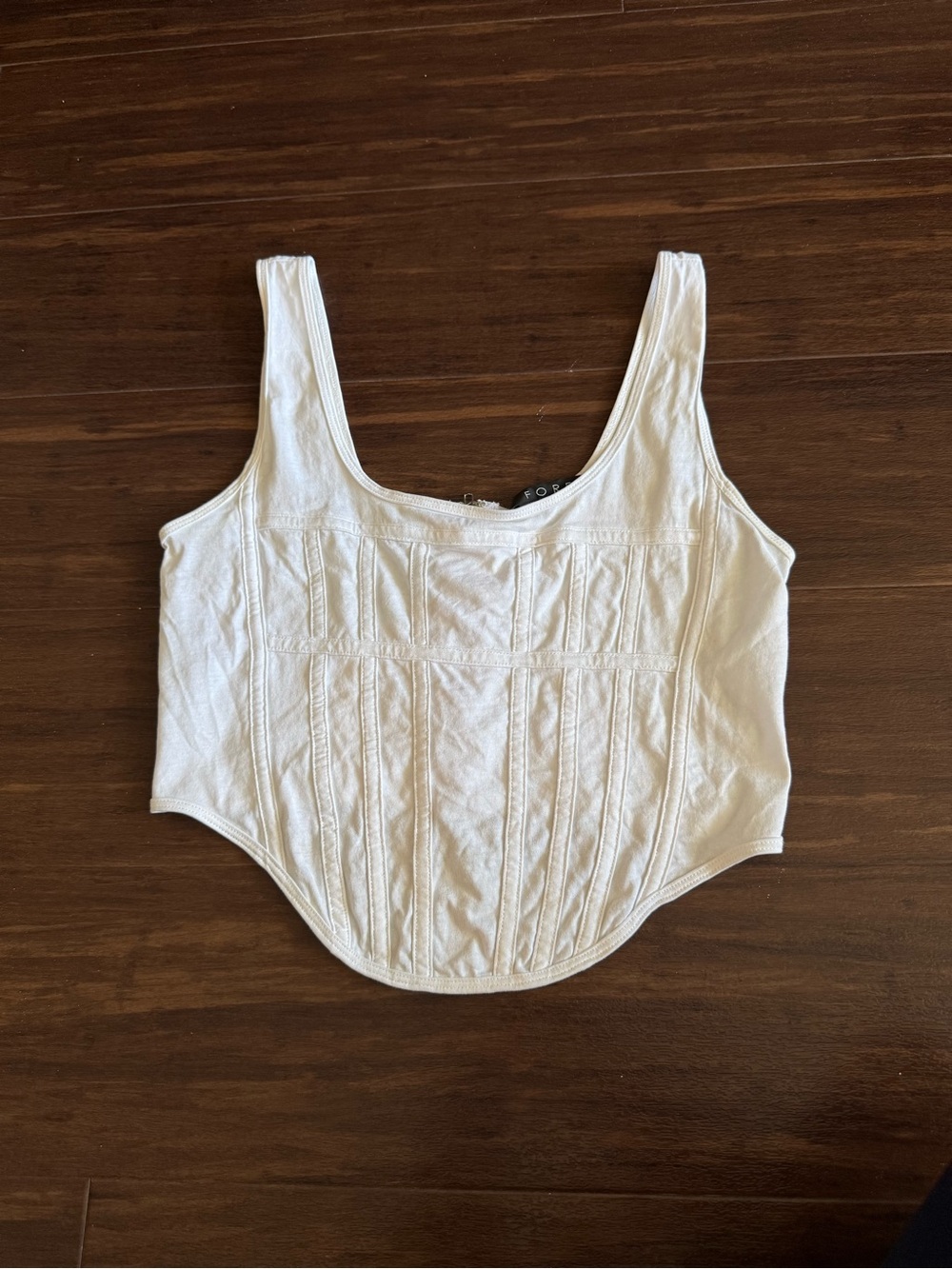 FORE Cropped White Tank Top with Corset  Design